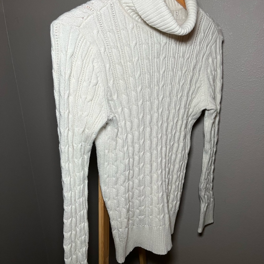 St. John's Bay Ivory Cable Knit Turtleneck Sweater